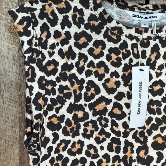 DKNY Black and Brown Leopard Print Muscle Tee - Picture 7 of 16